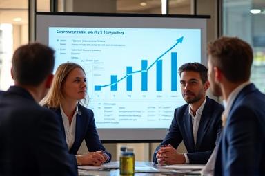 Consultor discutiendo estrategias de compensación y salarios